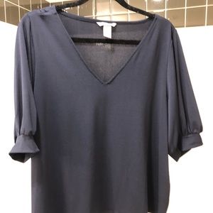 H & M Navy, Short Sleeve Blouse